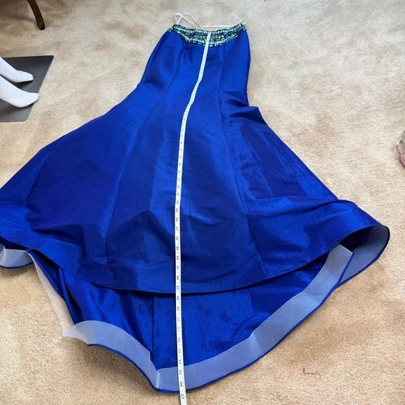 NWT Rachel Allan Beaded Two Piece Mermaid Prom Dress Sz 0 Royal Blue 7079 - Picture 10 of 13